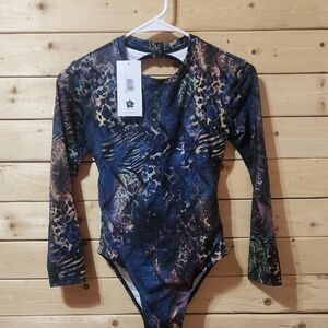 Hapari One Piece Swimsuit Size XS Shimmer Long Sleeve